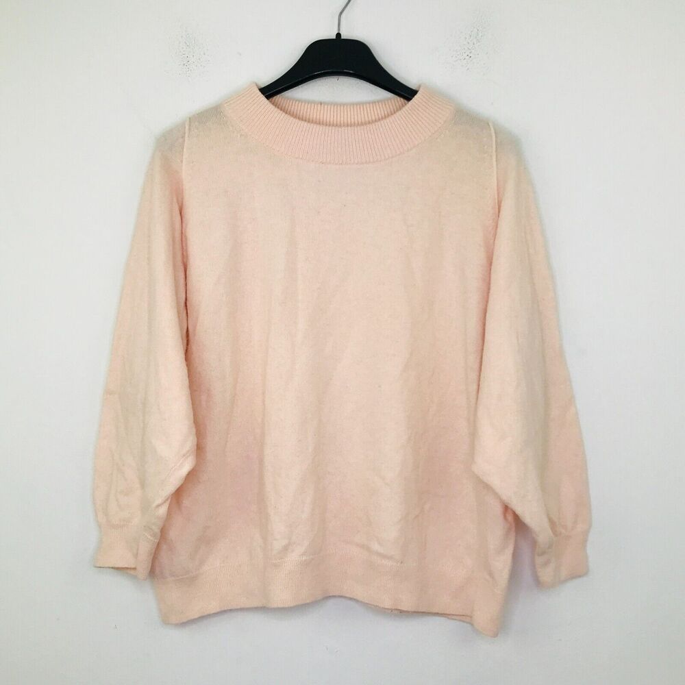 J Crew Women's XS Sweater Pink Solid Knit Mock Neck Pullover Flaw CE24